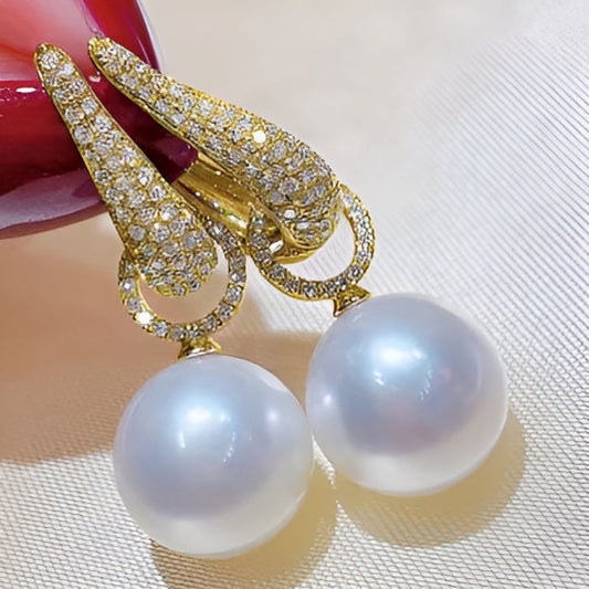 Gold Temperament Simulated Pearl Earrings