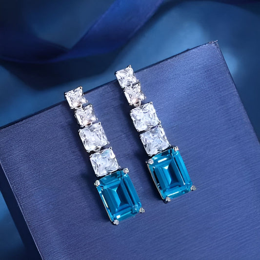 Vintage Blue Cubic Zirconia Earrings