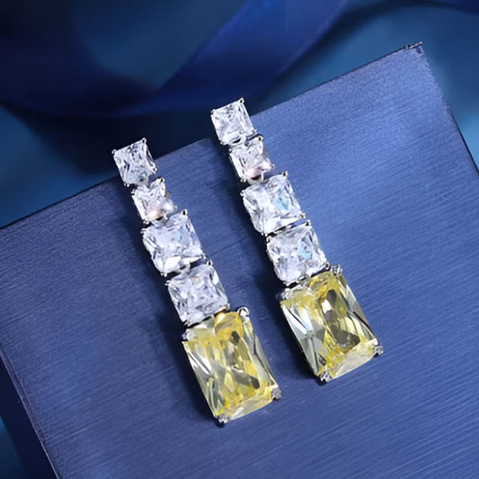 Vintage Yellow Cubic Zirconia Earrings