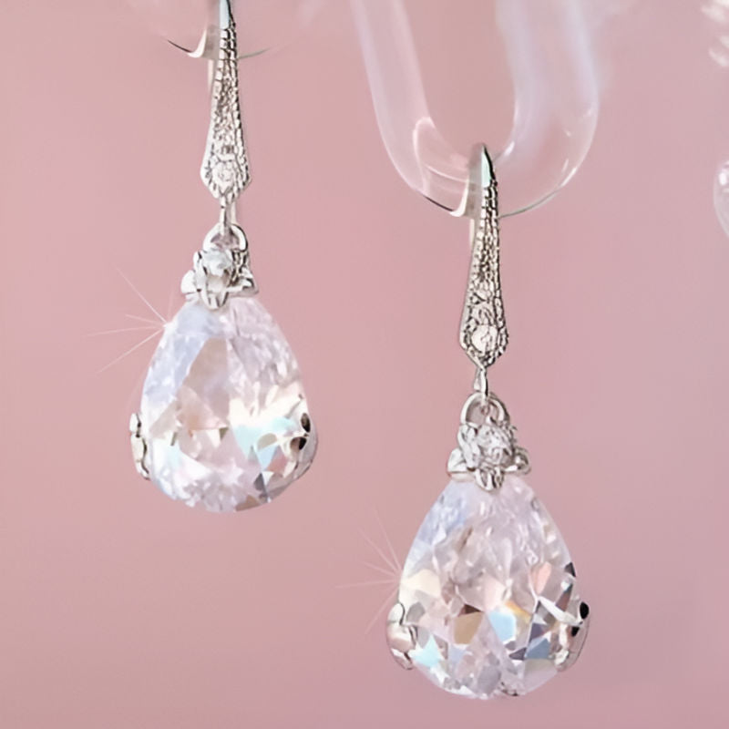 Vintage White Pear Shape Earrings