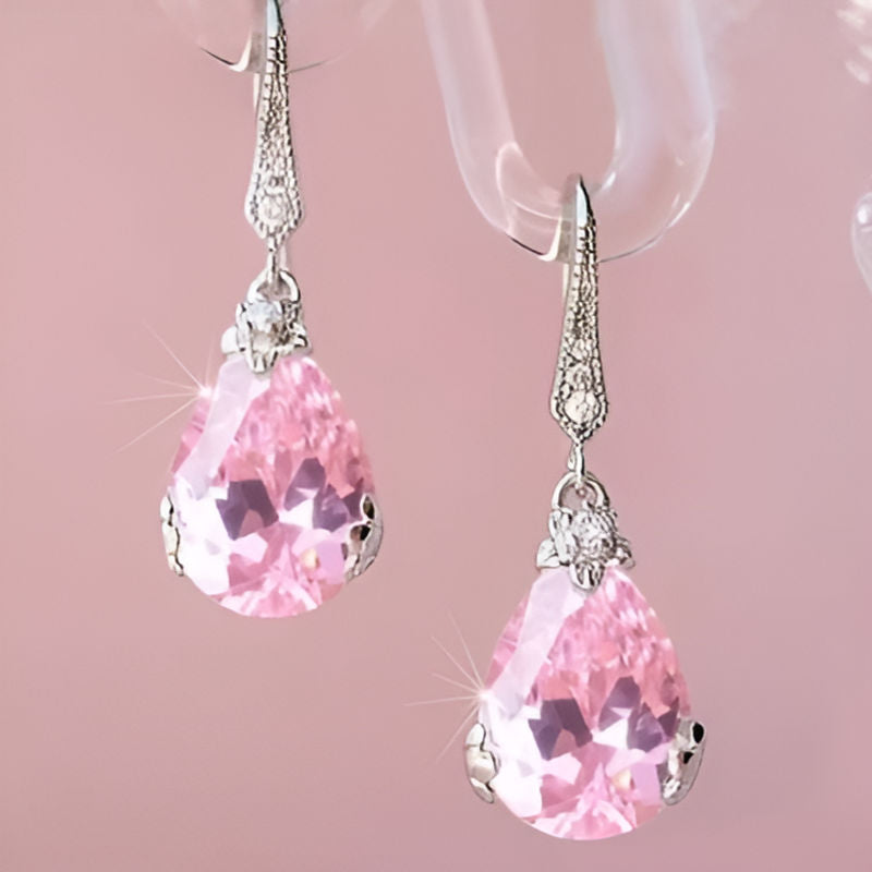 Vintage Pink Pear Shape Earrings