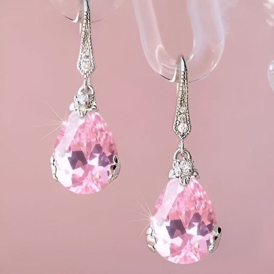 Vintage Pink Pear Shape Earrings