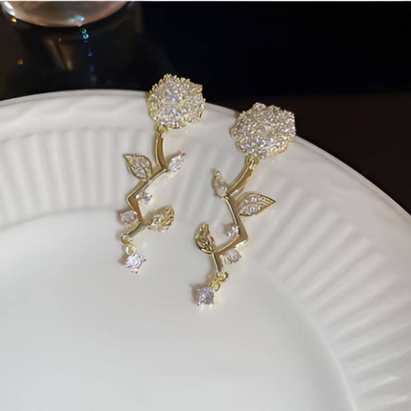 Elegant Rose Shaped Drop Earrings