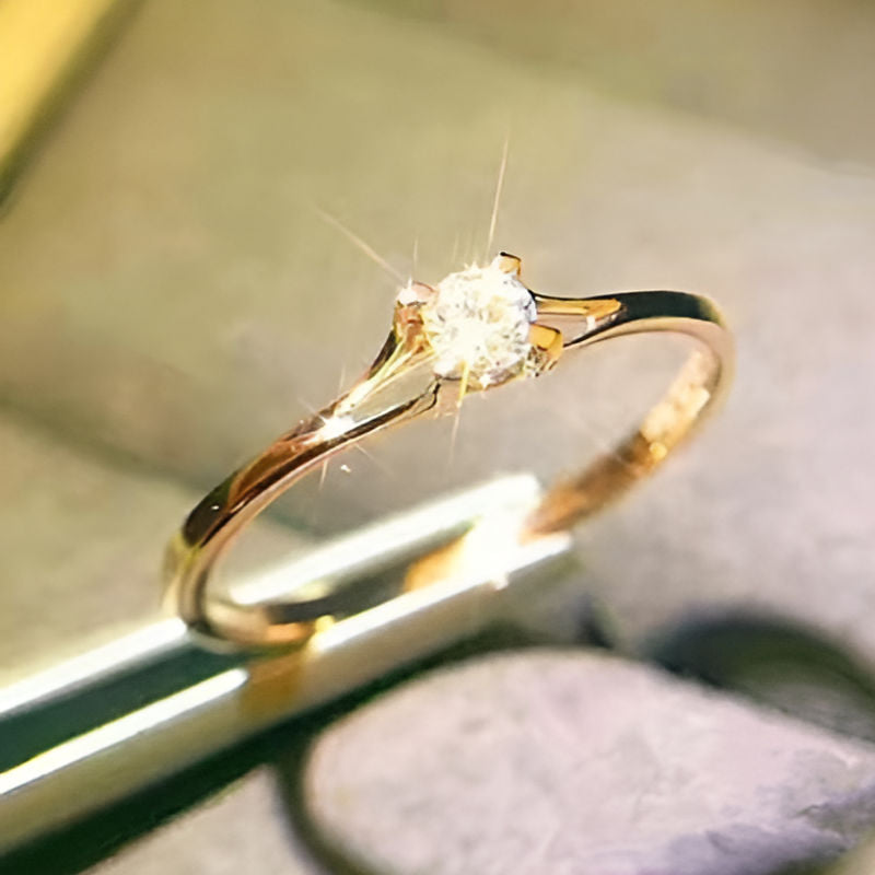 Gold Solitaire Zirconia Ring