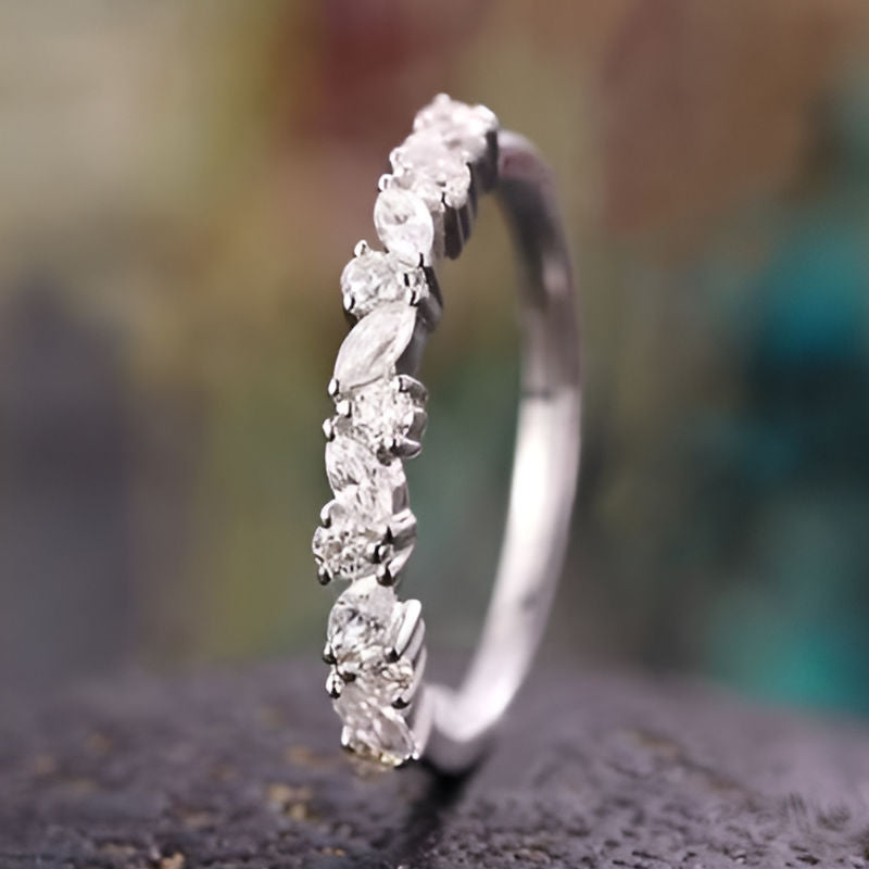 Silver Band Crystal Zirconia Ring