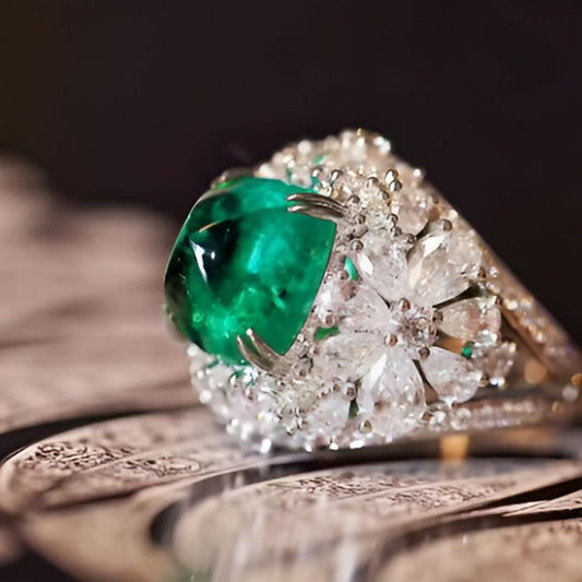 Vintage Cubic Zirconia Flower Ring