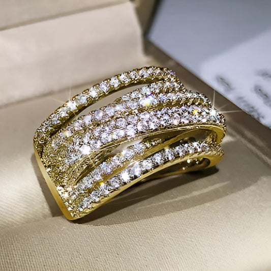 Gold Multi-Layer Cross Ring