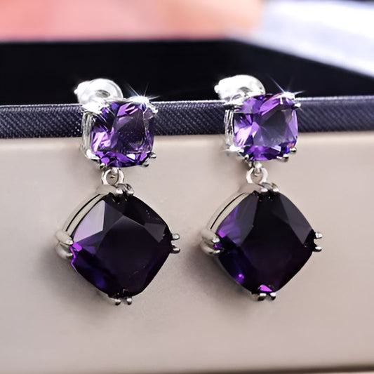 Vintage Purple Cubic Zirconia Earrings