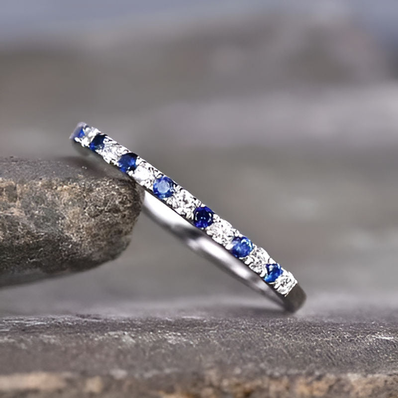 Vintage Dainty Blue & White Ring