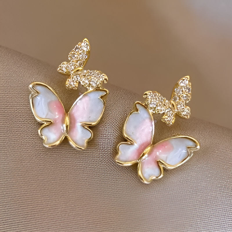 Vintage Sweet Pink Butterfly Earrings