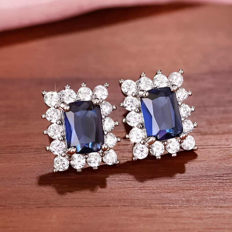 Vintage Exquisite Rectangular Blue Earrings