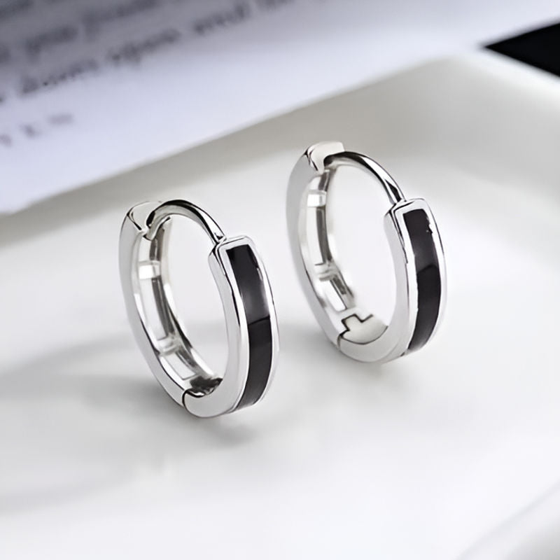 Vintage Black Enamel Earrings