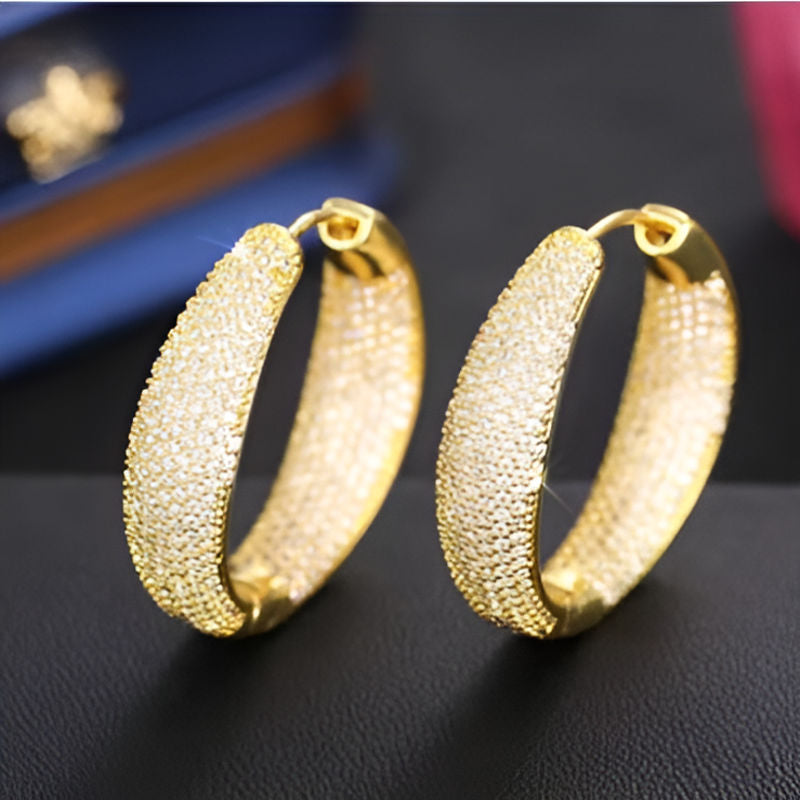 Gold Micro Pave Zirconia Earrings