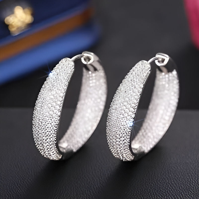 Silver Micro Pave Zirconia Earrings