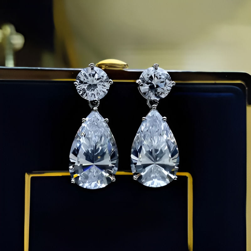 Elegant Crystal Zirconia Pear Earrings