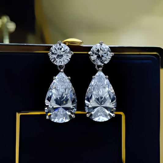 Elegant Crystal Zirconia Pear Earrings