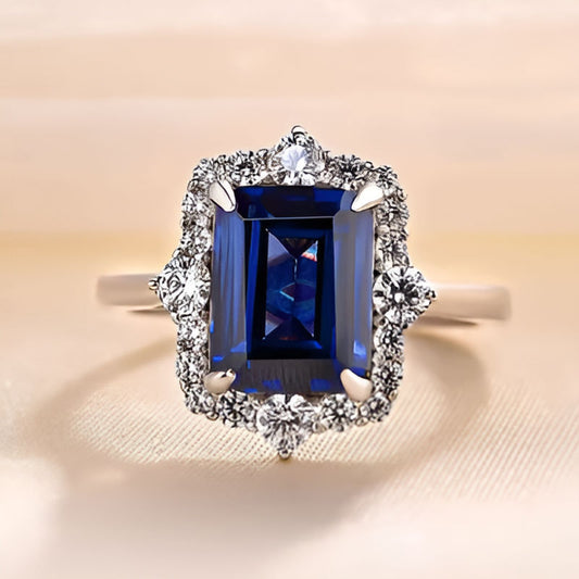 Vintage Blue Cubic Zirconia Ring