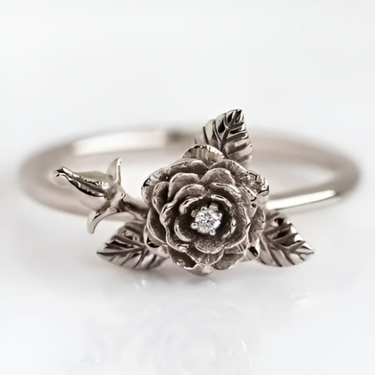 Silver Exquisite Flower Ring