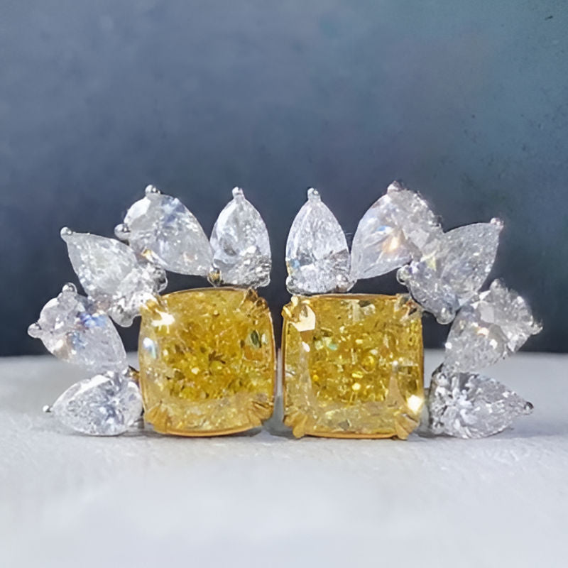 Elegant Princess Square Yellow Earrings