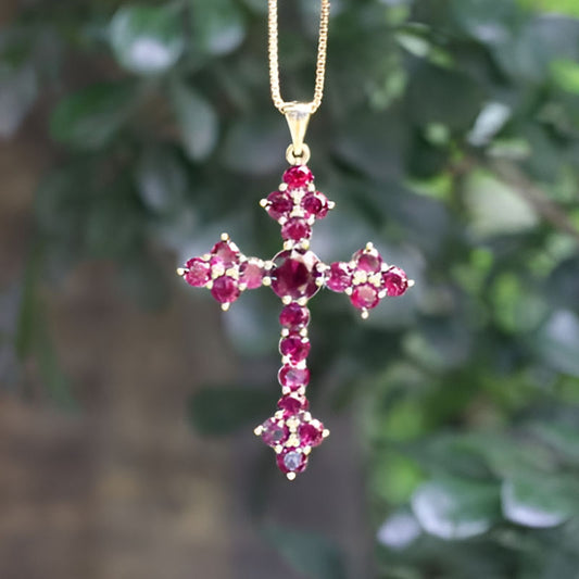 Vintage Pink Cross Necklace