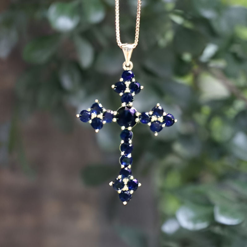 Vintage Blue Cross Necklace