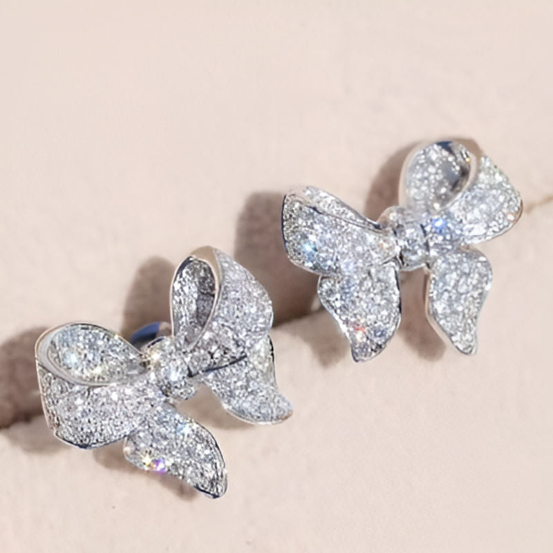 Silver Bowknot Stud Earrings