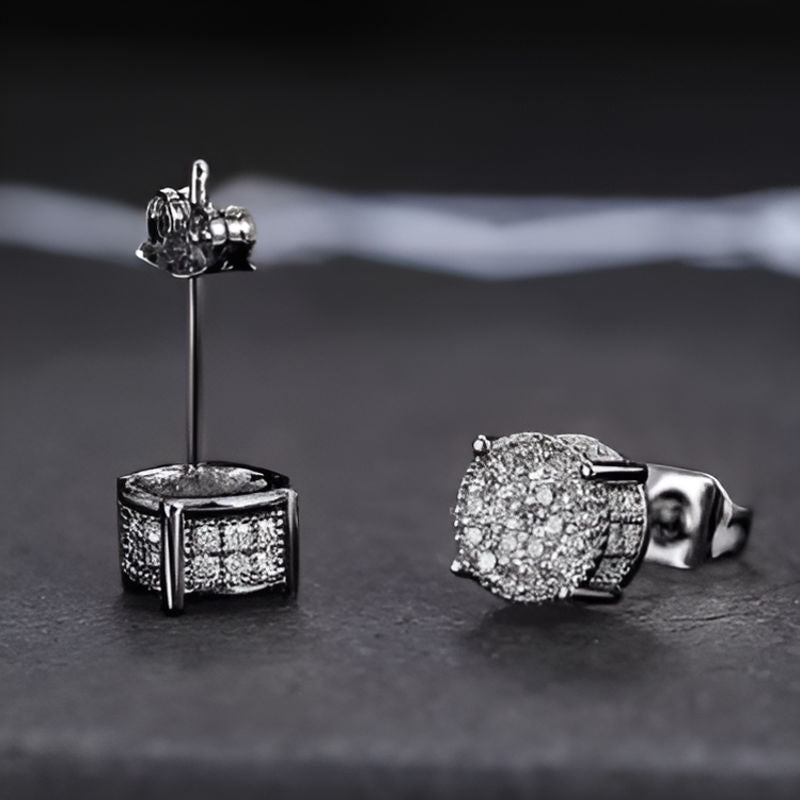 Vintage Black Fancy Round Earrings