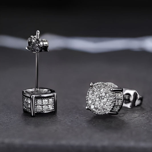 Vintage Black Fancy Round Earrings