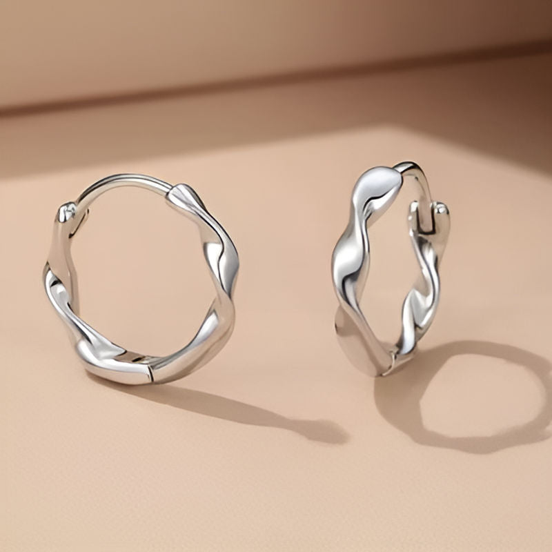 Silver Glossy Twisty Earrings