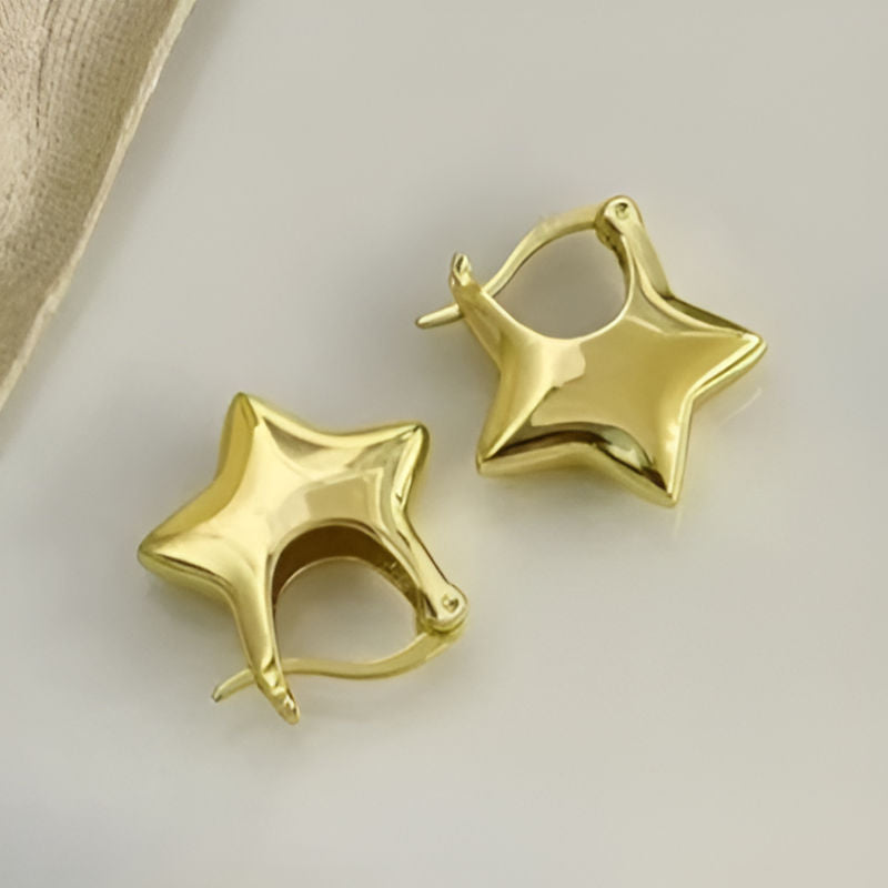 Gold Star Shape Hoop Earrings