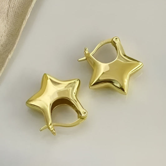Gold Star Shape Hoop Earrings