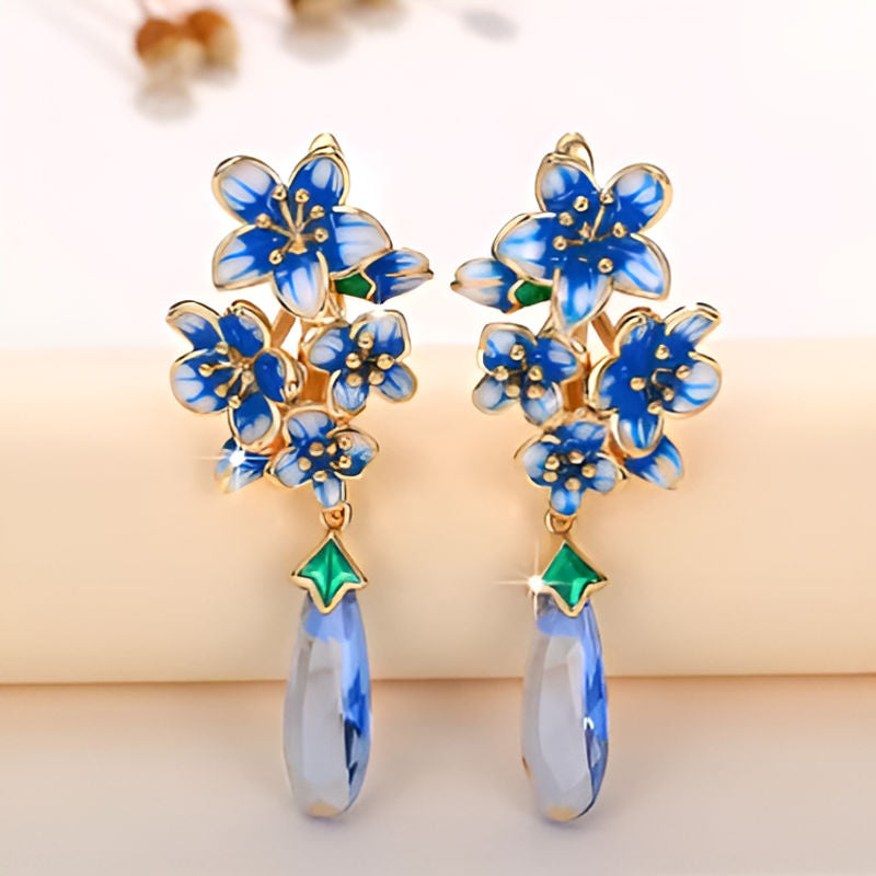 Vintage Enamel Flower Earrings