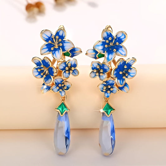 Vintage Enamel Flower Earrings