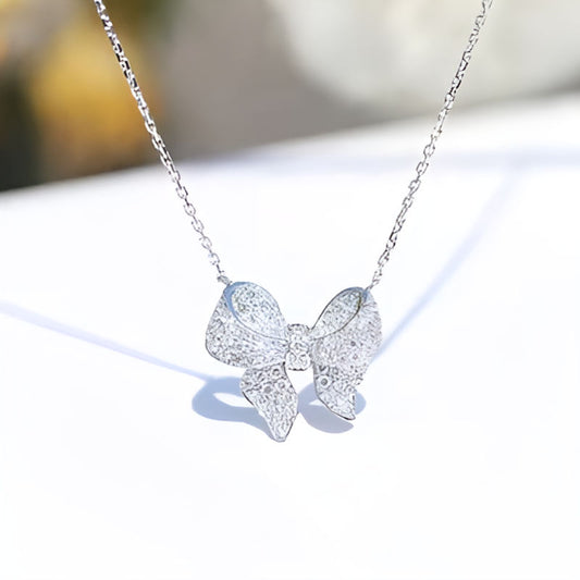 Vintage Zirconia Bow Necklace