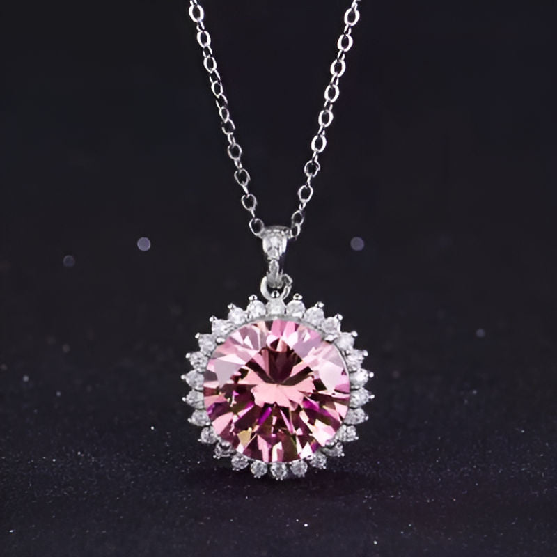 Vintage Round Pink Pendant Necklace