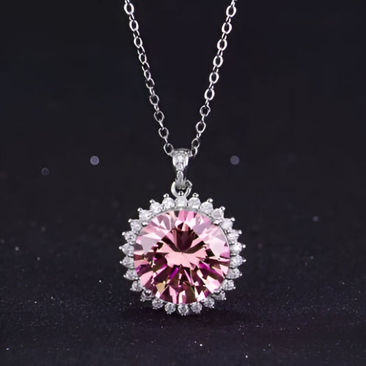 Vintage Round Pink Pendant Necklace