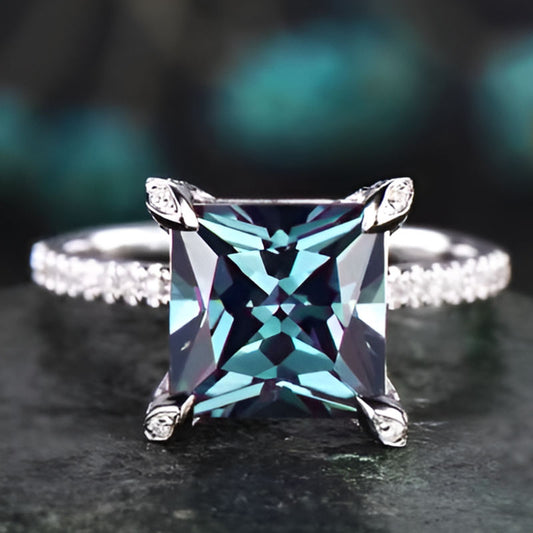 Vintage Princess Cut Blue Ring
