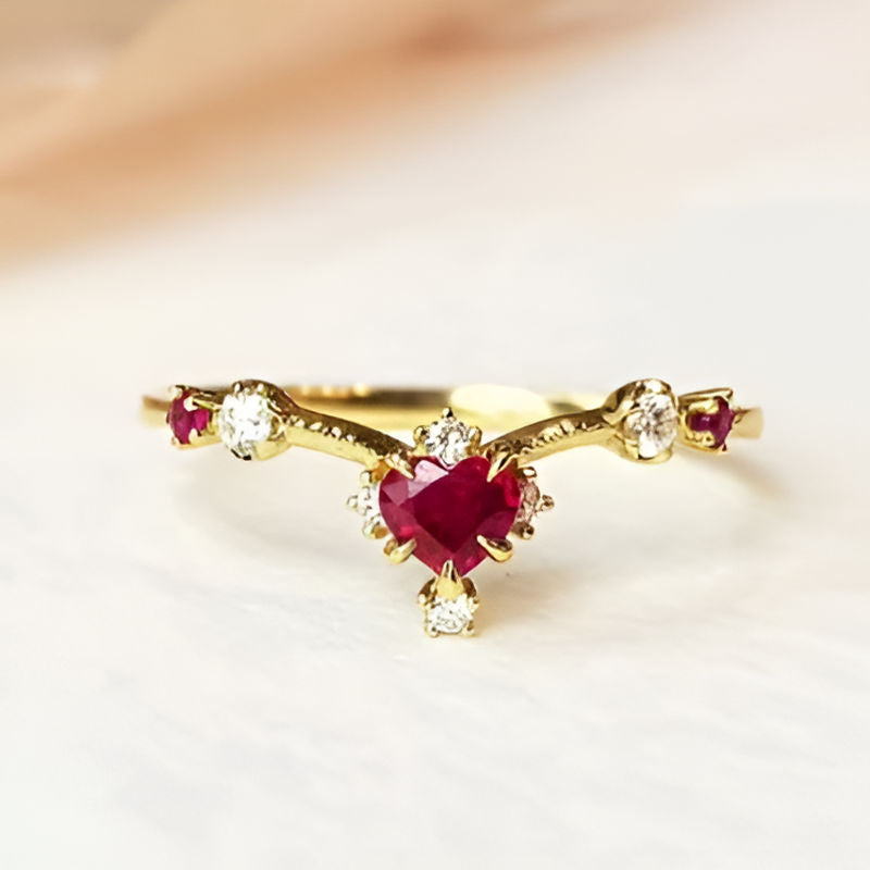 Vintage Red Zirconia Love Ring