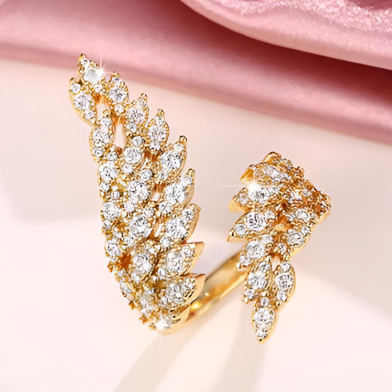 Gold Feather Wing Opening Ring