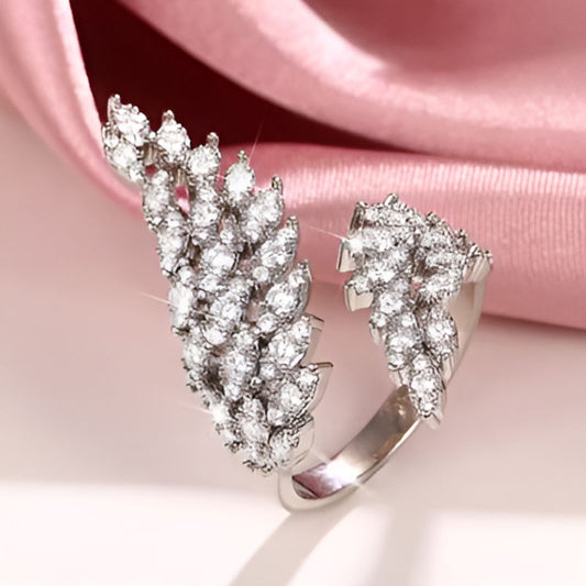 Silver Feather Wing Opening Ring