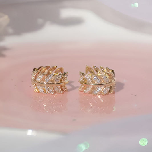 Gold Leaf Hoop Earrings