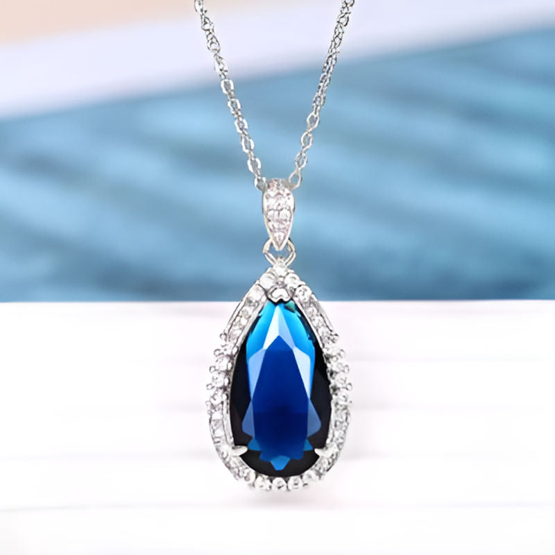 Vintage Blue Cubic Zirconia Necklace