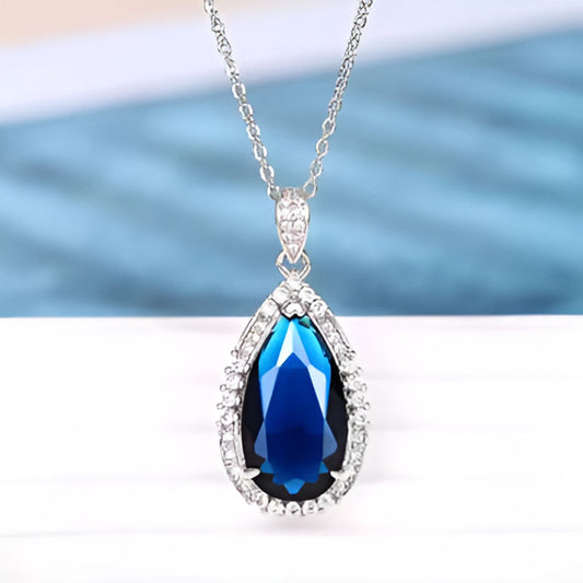 Vintage Blue Cubic Zirconia Necklace