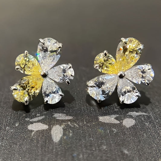 Vintage Yellow Flower Stud Earrings