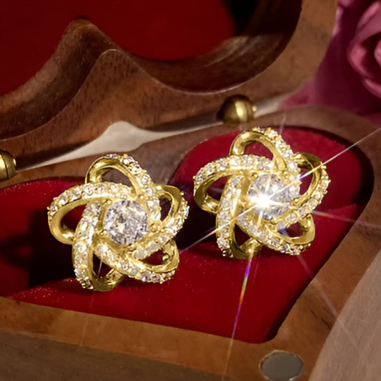 Gold Dazzling Flower Earrings