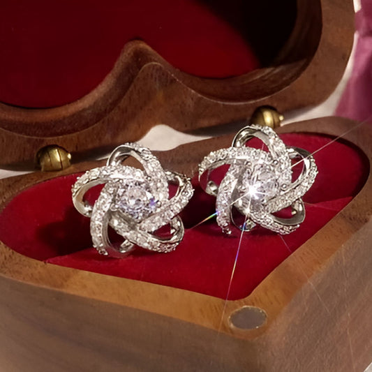 Silver Dazzling Flower Earrings