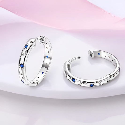 Vintage Blue Star Moon Earrings