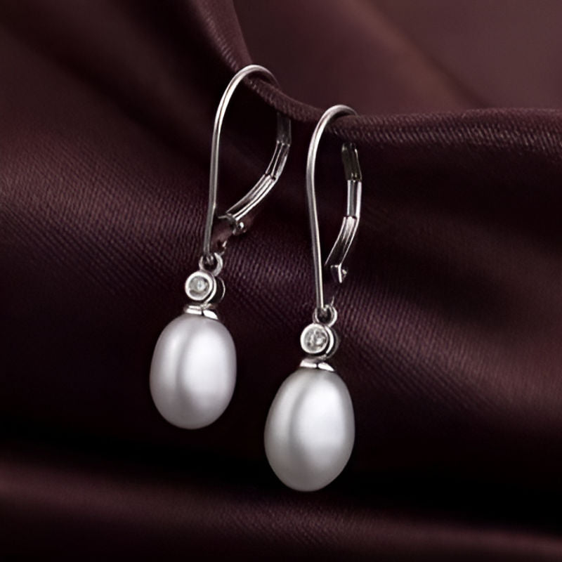 Elegant Oval Imitation Pearl Earrings