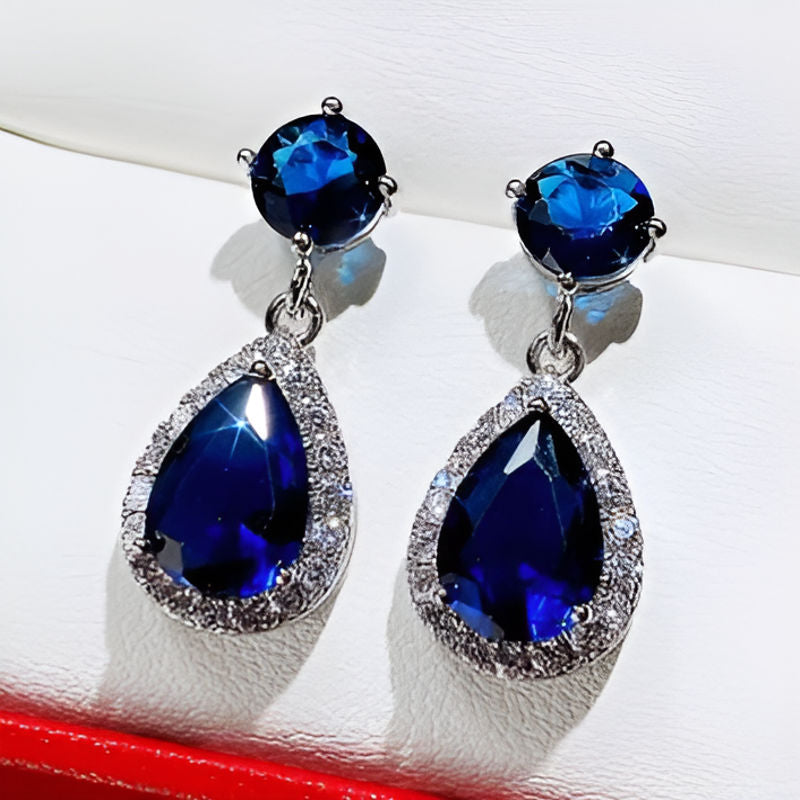 Vintage Blue Teardrop Earrings