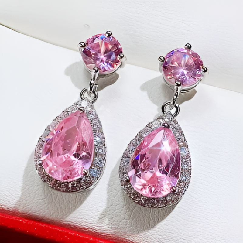 Vintage Pink Teardrop Earrings